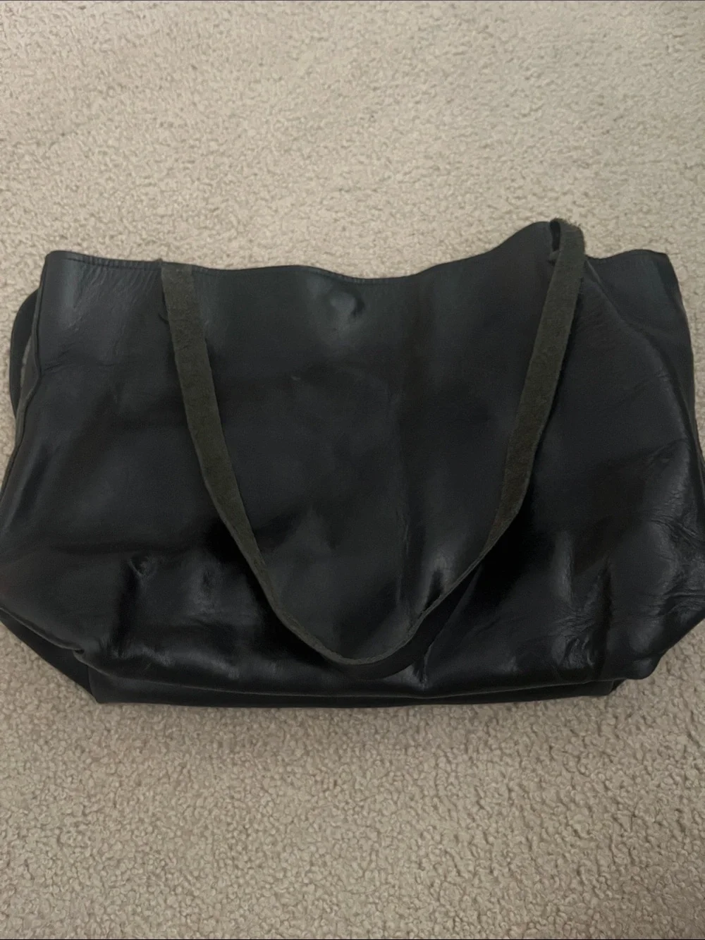 Sassy Sparrow Black Leather Tote with Front Pocket